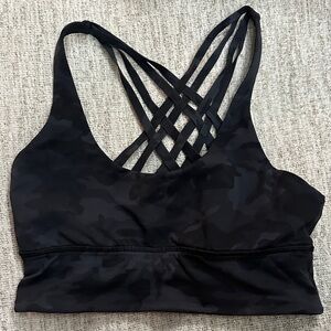 Lululemon Athletica Black Camo Strappy Sports Bra